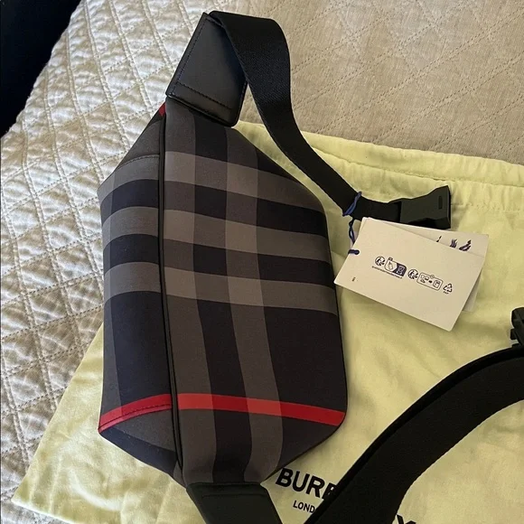 Burberry Black and Red Plaid Belt Bag - Picture 9 of 12